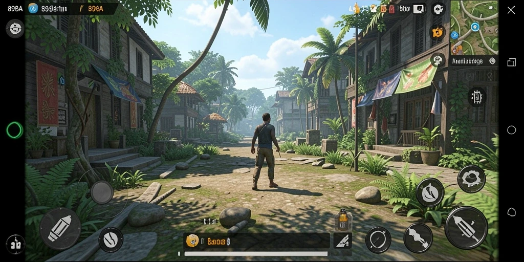 Screenshot gameplay 898A menunjukkan interaksi karakter yang dinamis.
