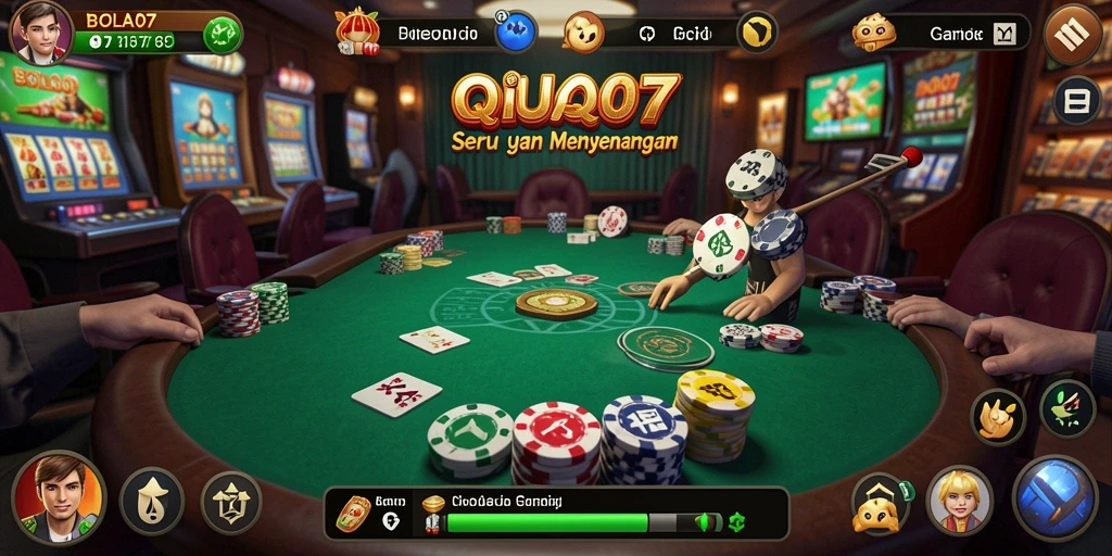 Screenshot gameplay QiuQiu BOLA07 yang menampilkan keseruan bermain.