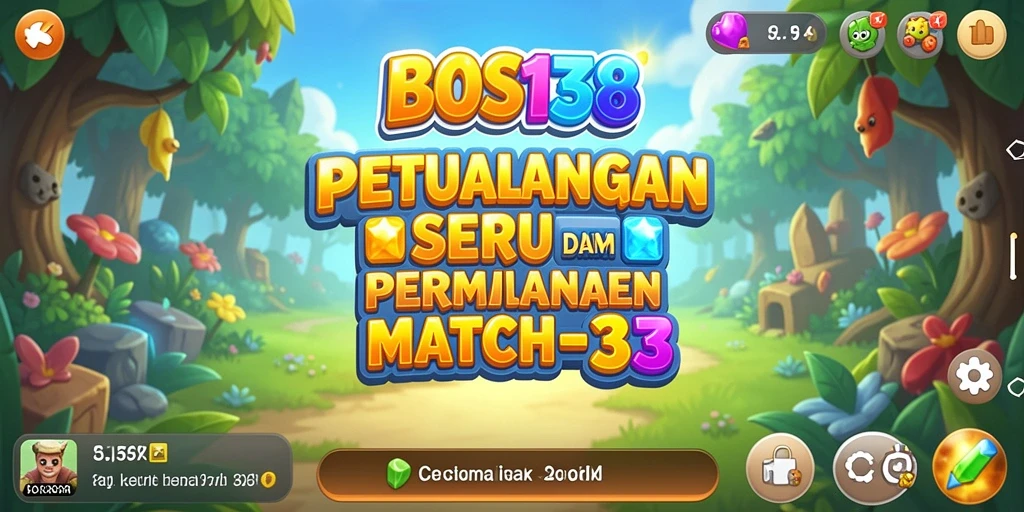 Screenshot gameplay BOS138 yang menunjukkan momen mencocokkan permata.