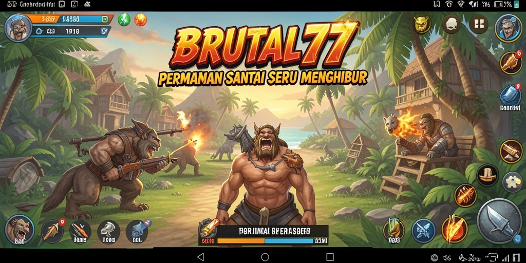 Tangkapan layar dari gameplay BRUTAL77 yang penuh warna.