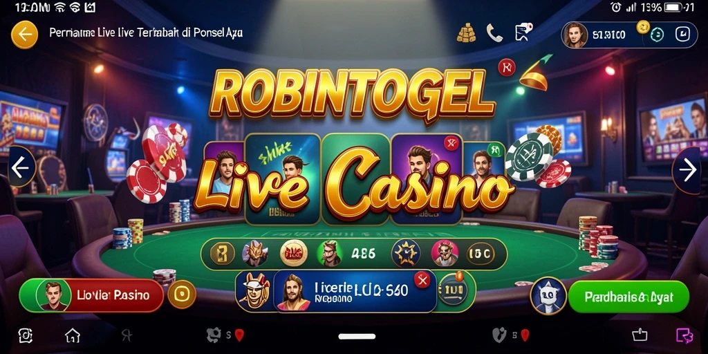Screenshot utama ROBINTOGEL menampilkan gameplay Live Casino yang mendebarkan.