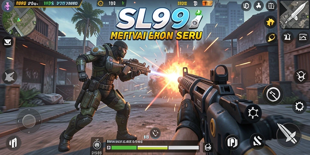 Tangkapan layar SL999 menampilkan aksi mendebarkan dalam mode TPS.