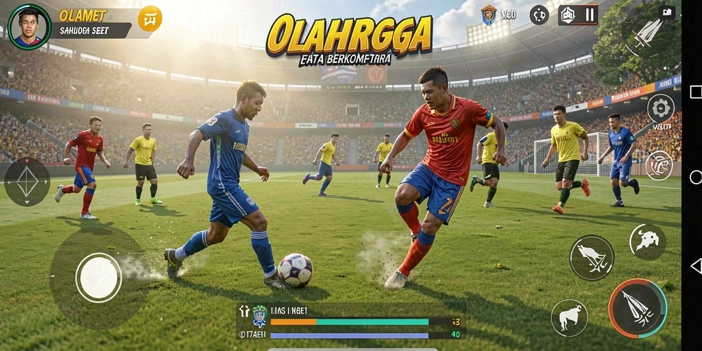 Screenshot utama gameplay V21 menampilkan aksi seru olahraga.