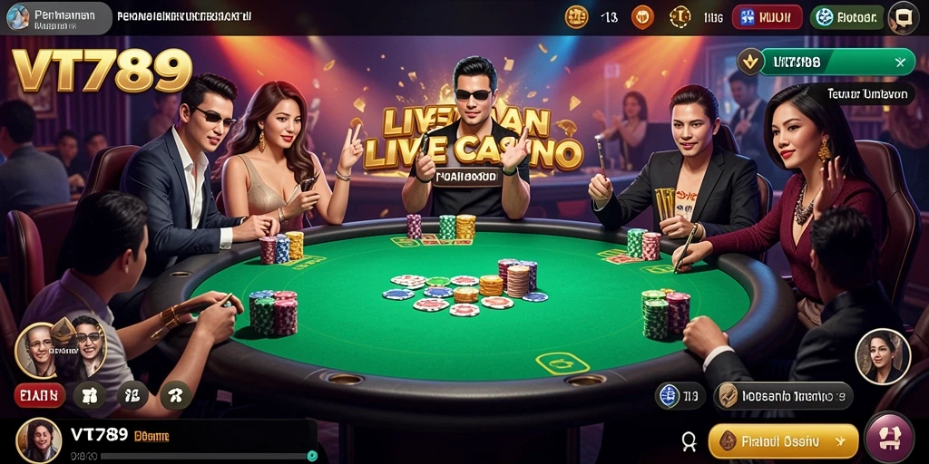Tampilan gameplay VT789 yang memukau dengan dealer langsung dan permainan seru.